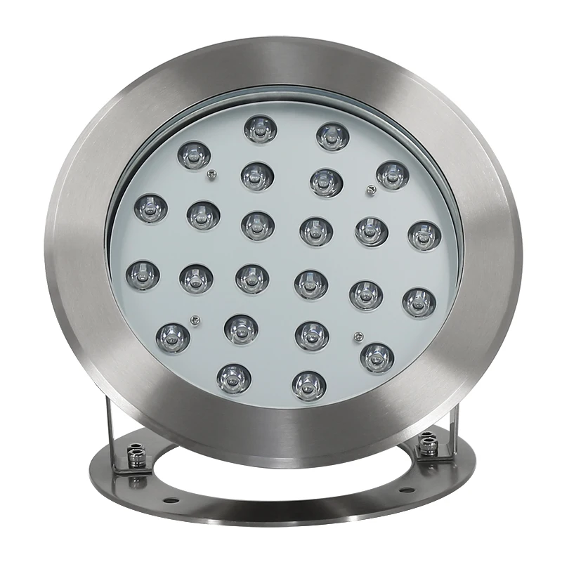 24V RGB IP68 Waterproof LED Underwater Light 24 LEDs Stainless Steel Pool Lights For Landscape Fountain Waterfall Light
