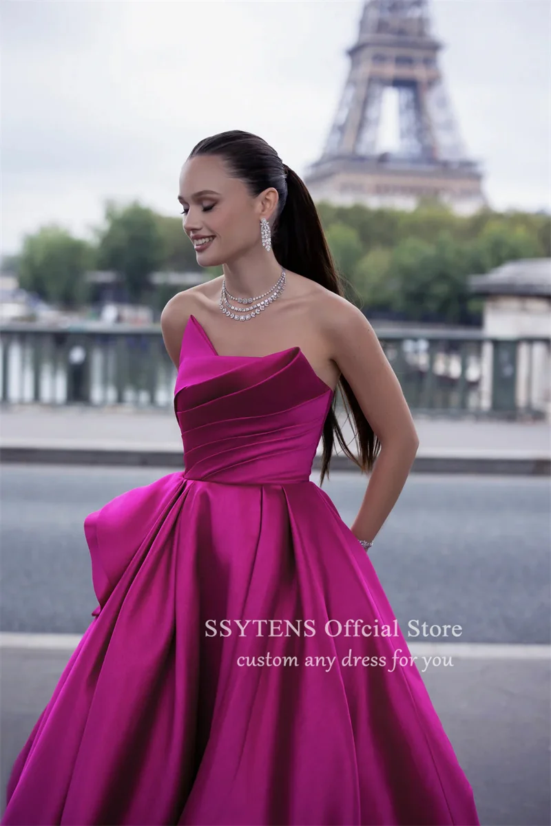 SSYTENS Elegant Pink Saudi Evening Dresses Customized Dubai Arabic Women Party Formal Luxury Gala Gowns Long Wedding Prom Dress