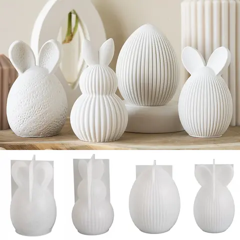 부활절 시리즈 실리콘 몰드 3D 스트라이프 계란 스트레이트 이어 토끼 조롱박 다이아몬드 패턴 토끼 향 양초 석고 공예 선물 몰드 Best5 부활절 시리즈 실리콘 몰드 3D 스트라이프 계란 스트레이트 이어 토끼 조롱박 다이아몬드 패턴 토끼 향 양초 석고 공예 선물 몰드 Best5