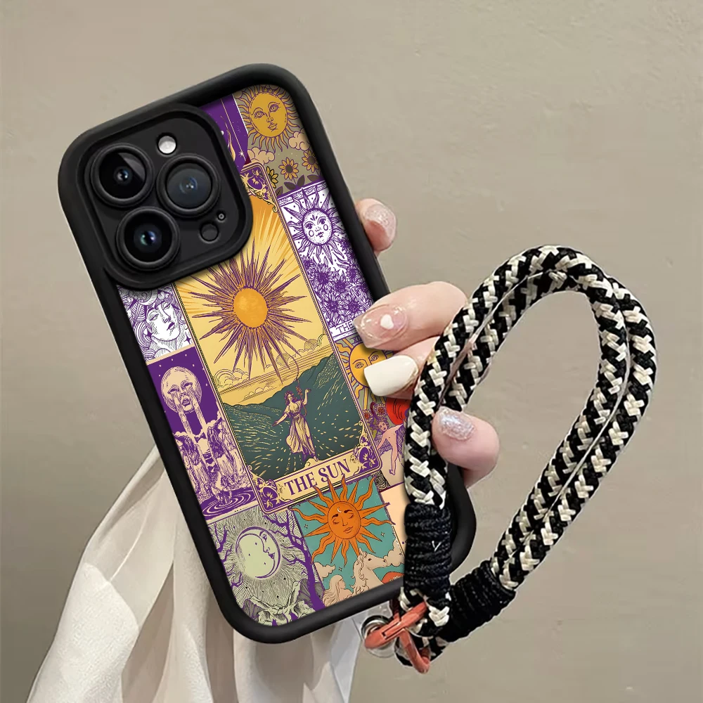 Phone Cases Vintage - Vintage Sun Tarot Cards Strap Rope