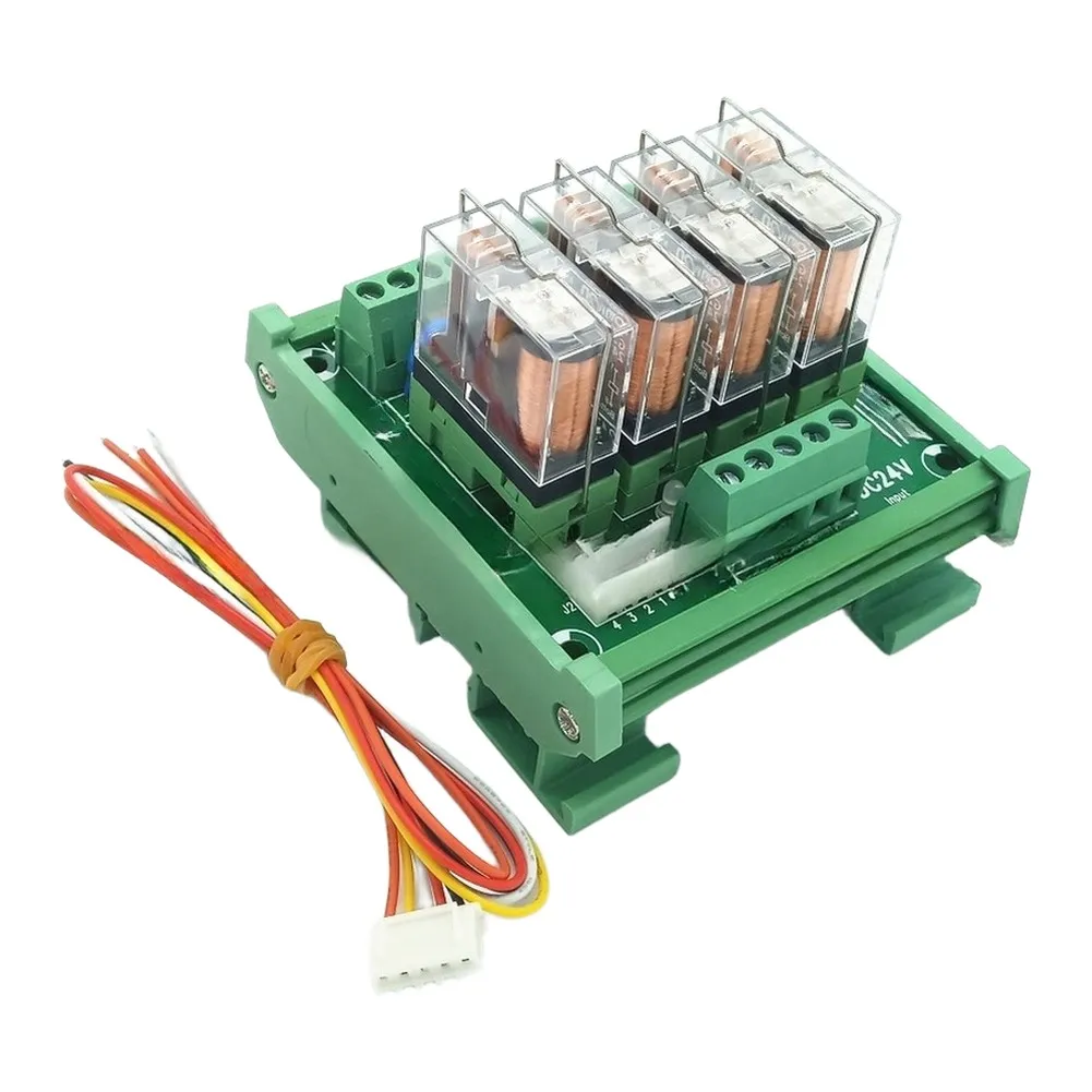 Industrial 4-Channel Relay Module with 16A Rated Load Support for DC12V DC24V Operation and DIN Rail Installation