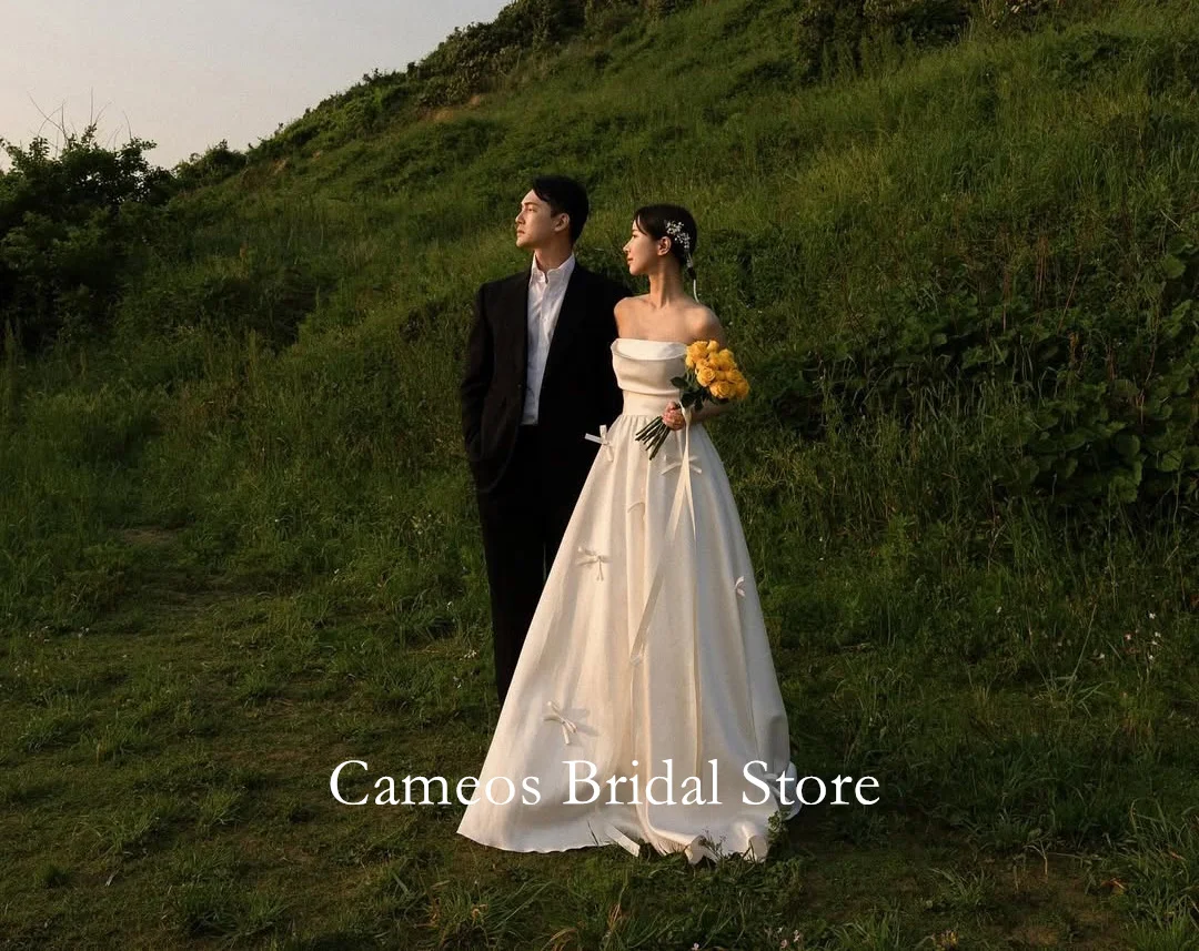 SONDR Customized Wedding Dresses Sleeveless  Ivory Strapless  Korea Satin Corset  A-Line  Brides Gowns Women Bridal Dresses