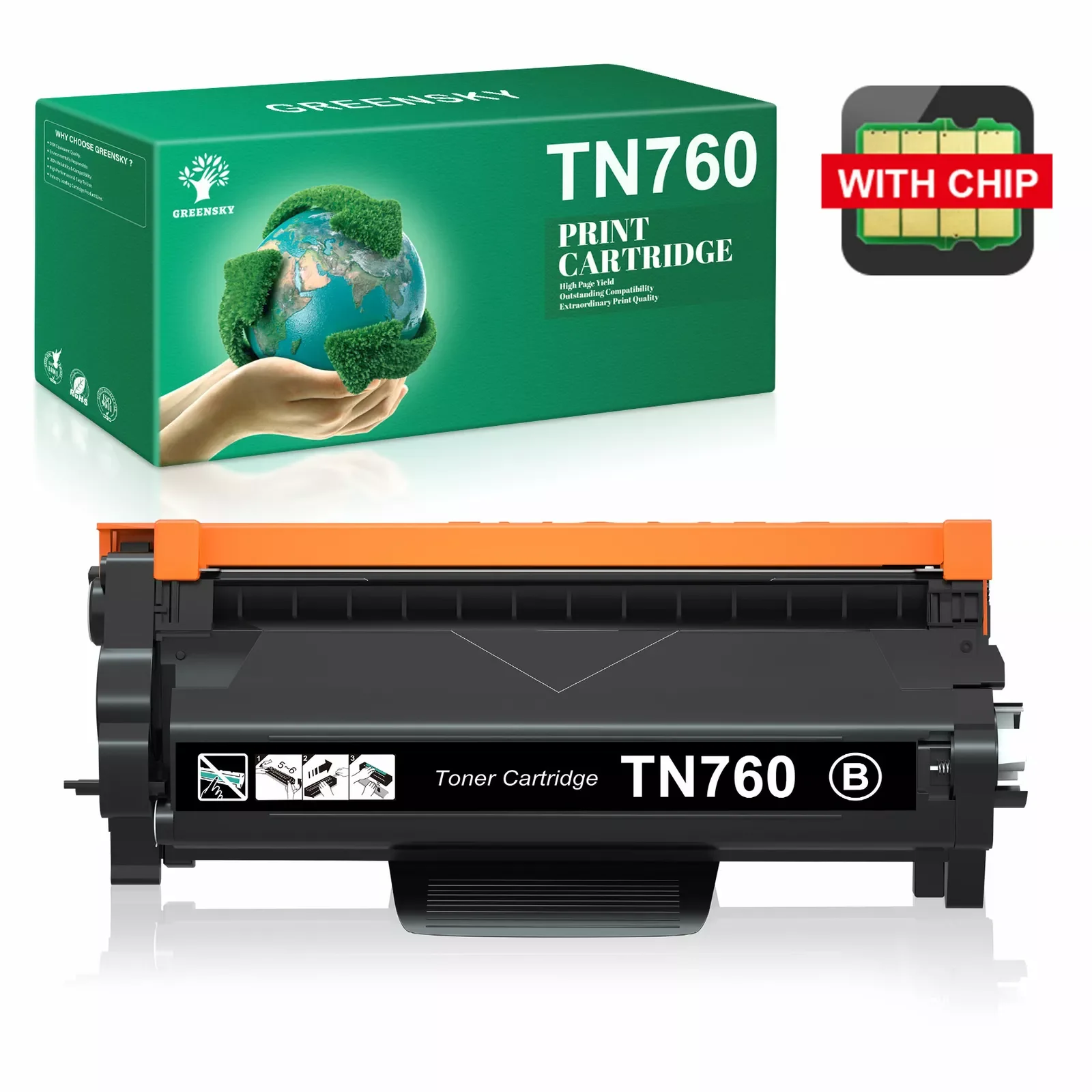 1Pack TN760 Toner Replacement for Brother MFC-L2710DW L2750DW HL-L2350DW TN730