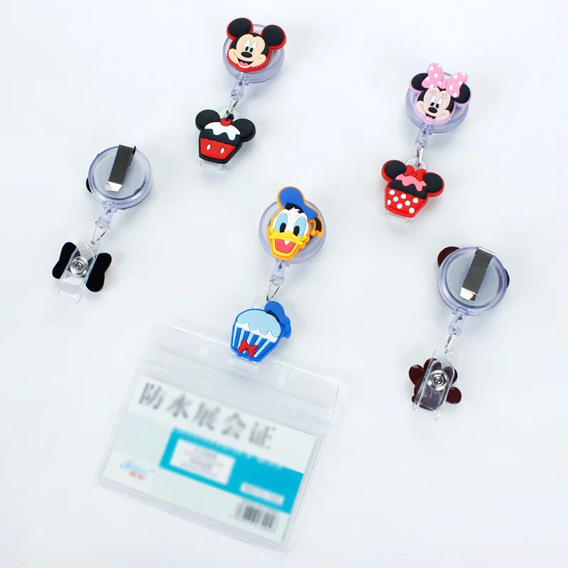 Mickey Minnie Donald Daisy For ID Card Holder Scalable Toggle Clip Employee Card Doctor Nurse Chest Card Student Bus Card Holder