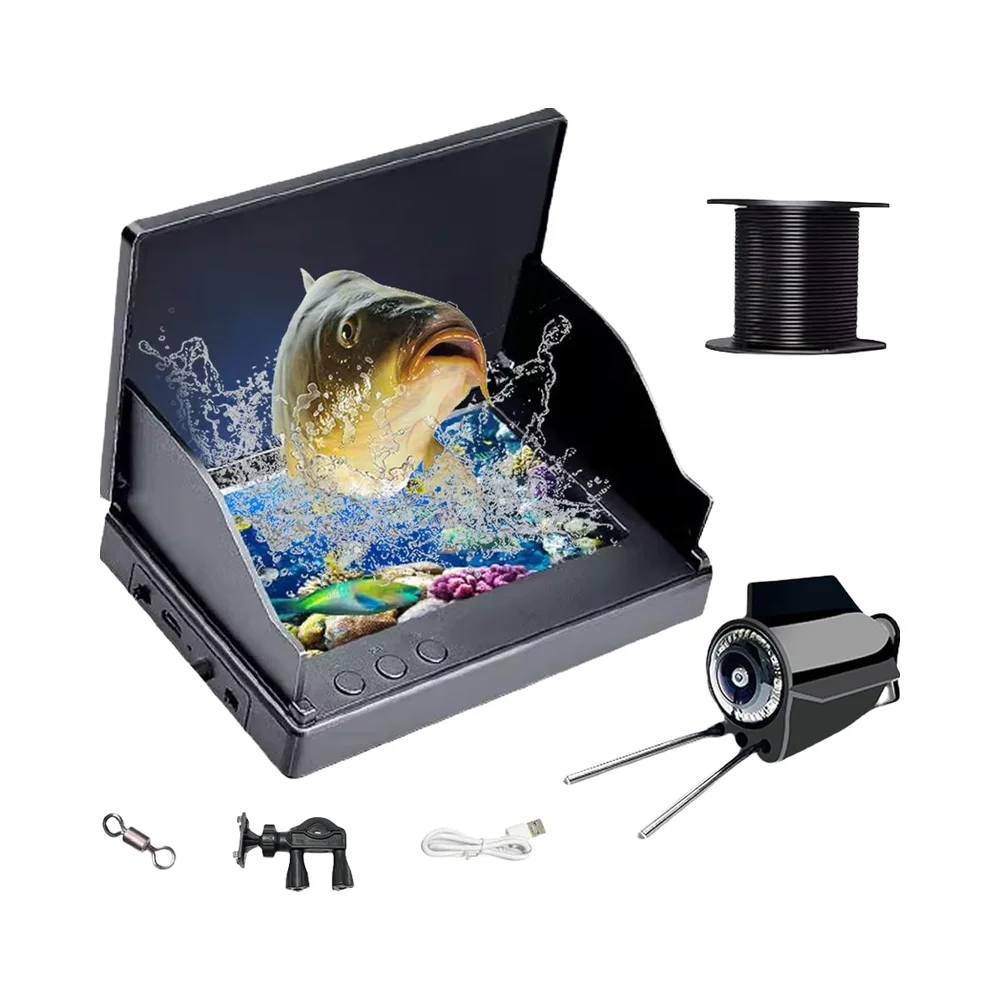 

5 Inch HD LCD 220 Wide Angle Night Vision IP68 Waterproof 8000mAh Battery 30m Cable Fishing Camera for Ice Sea Lake Fishing