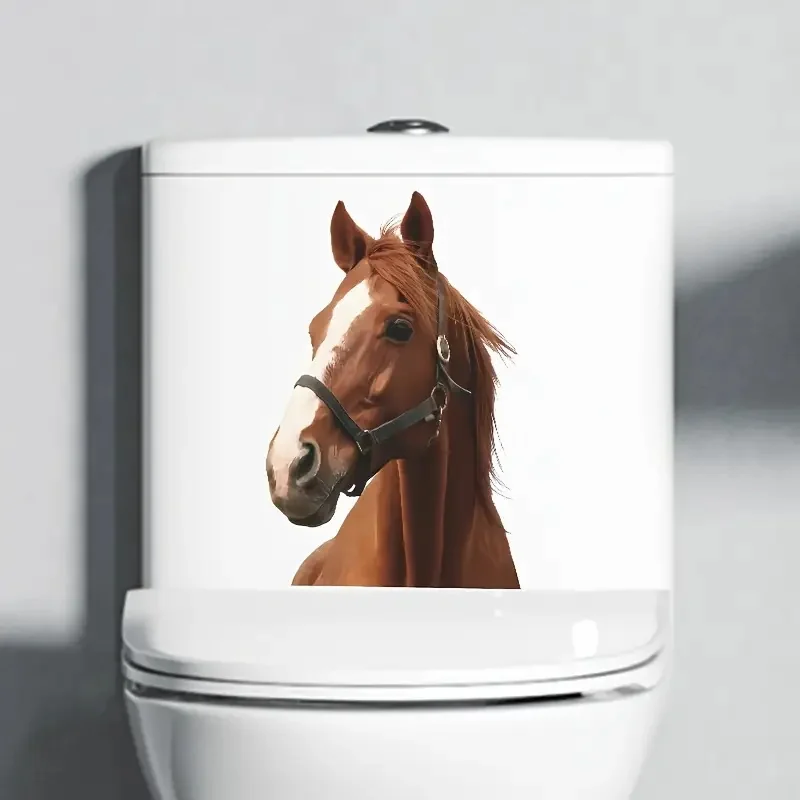 Handsome Horse Self-Adhesive Toilet Stickers,Wall Decal Removable, Reusable Vinyl Car Sticker for Toilet Lid, Bathroom Decor