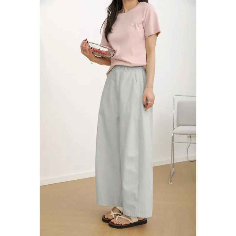 Koreanische lässige, einfarbige Basic-Hosen für Damen, modische, schlichte All-Match-Damenhosen, Sommer, neue lässige, weiche, lange Hosen in Übergröße – Detail 1