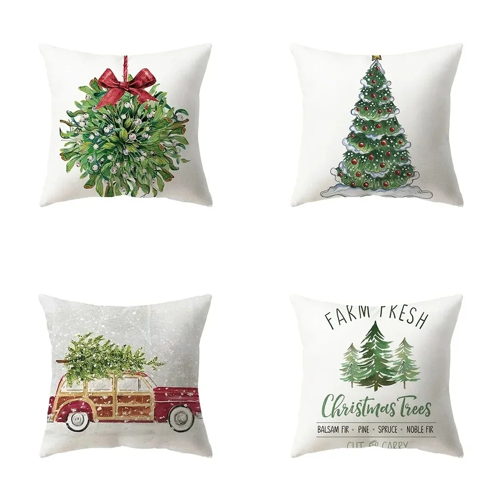 Christmas Themed Pillowcases Car Accessories Office Santa Claus Living Room Sofa Home Pillowcases