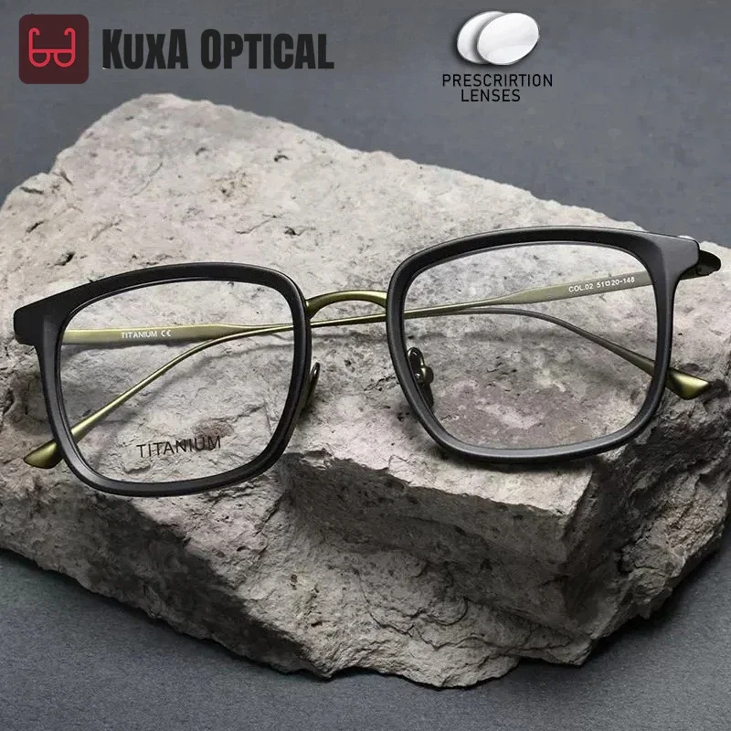 KUXA جديد الرجال النظارات البصرية الرجعية مع وصفة طبية قصر النظر العدسات التقدمية مقاومة للخدش النظارات وصفة مخصصة