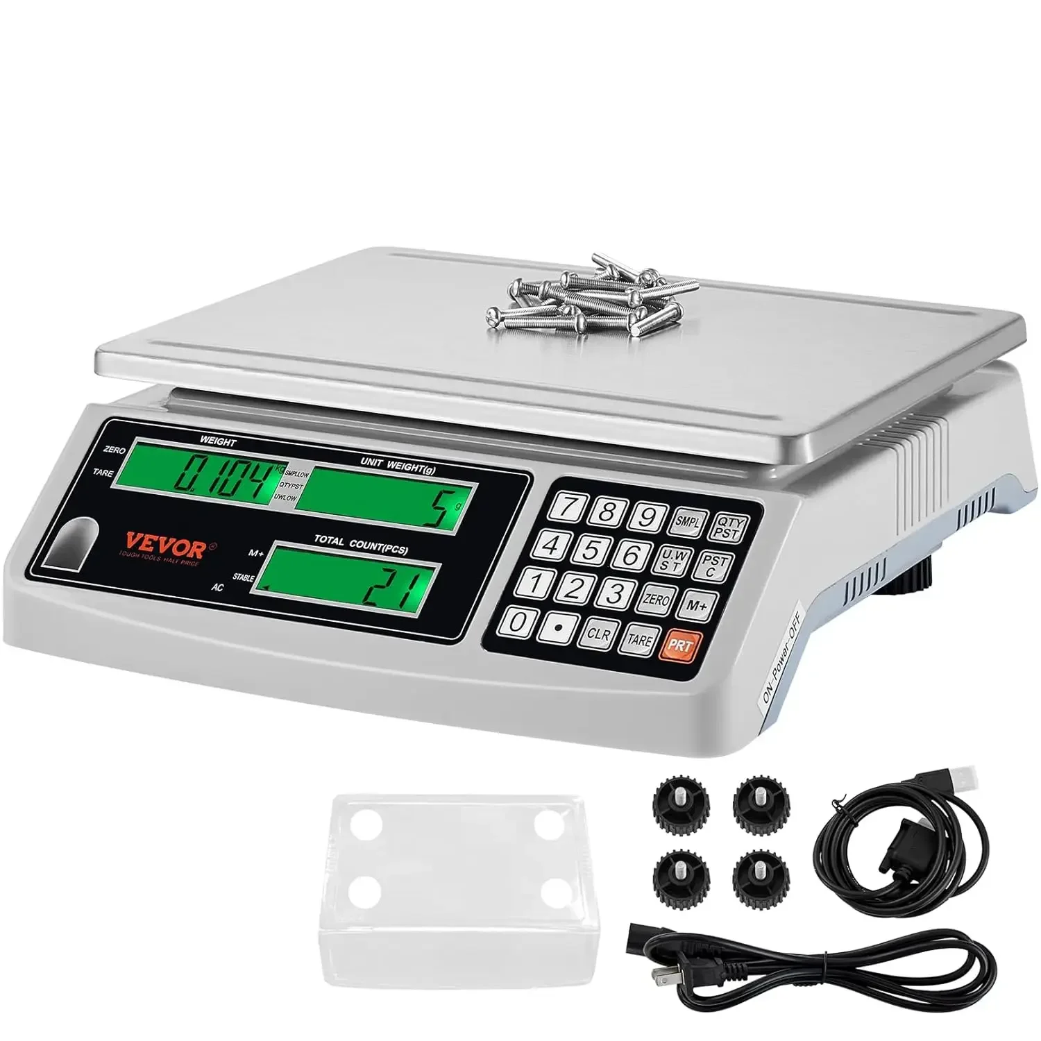 

Industrial Counting Scale, 30 kg x 1 g, Digital Scale for Parts and Coins, g/kg/lb Units
