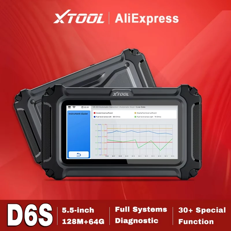 XTOOL D6S Car Scanner Full Diagnosis Upgration of D5S D6 Multibrand Car Diagnosis Tool with 33+ Reset Auto VIN OBD2 DTC Reader