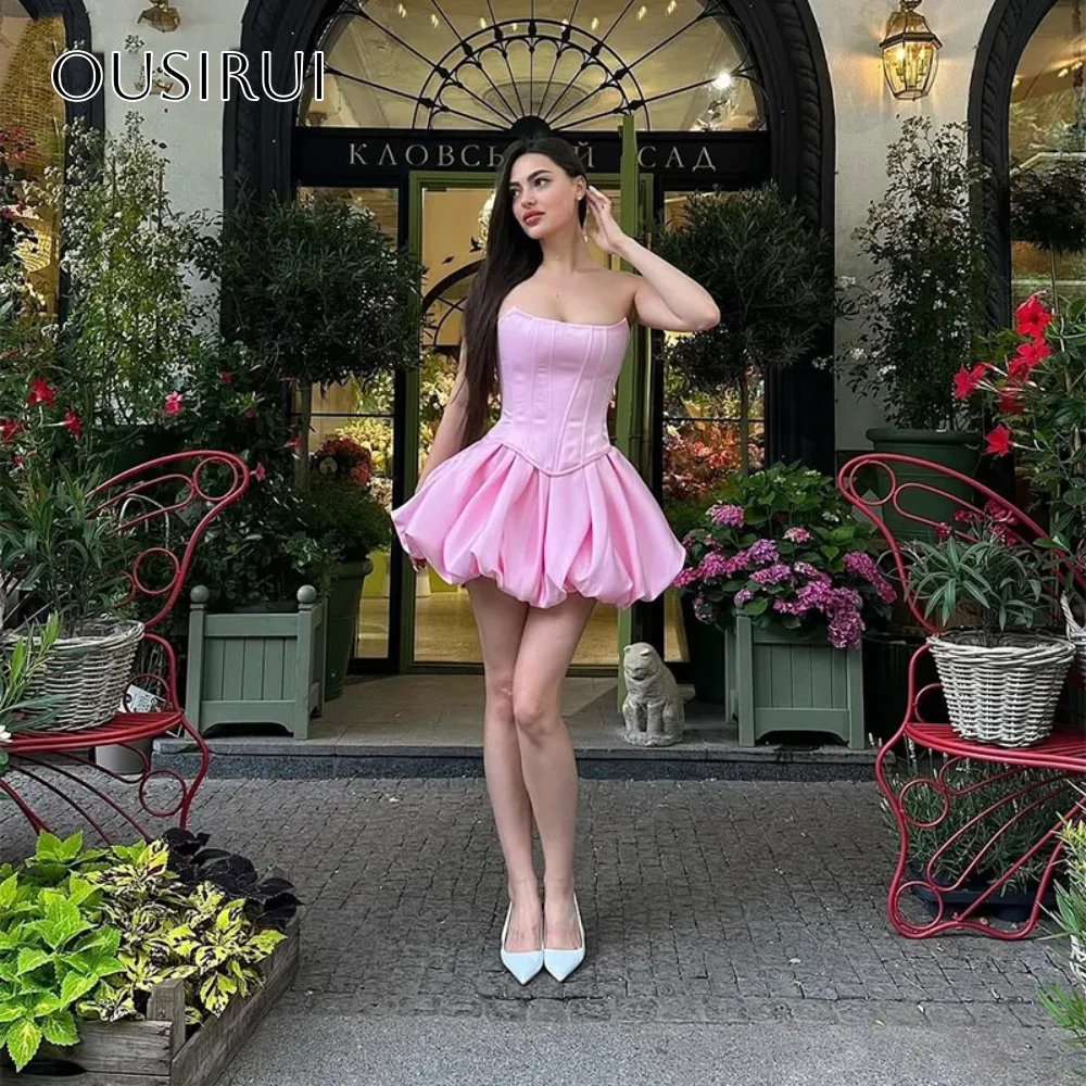 

A-Line Sweetheart Ruched Satin Cocktail Dresses Pleat Sleeveless Simple Corset Back Customized فساتين سهرة
