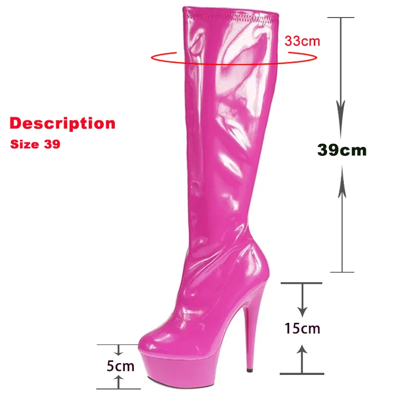 Fashion Pop Candy Color Mid-Calf Boots Side Zipper Waterproof Platform Stiletto Pumps Spring And Autumn Pole Dance Shoes Women