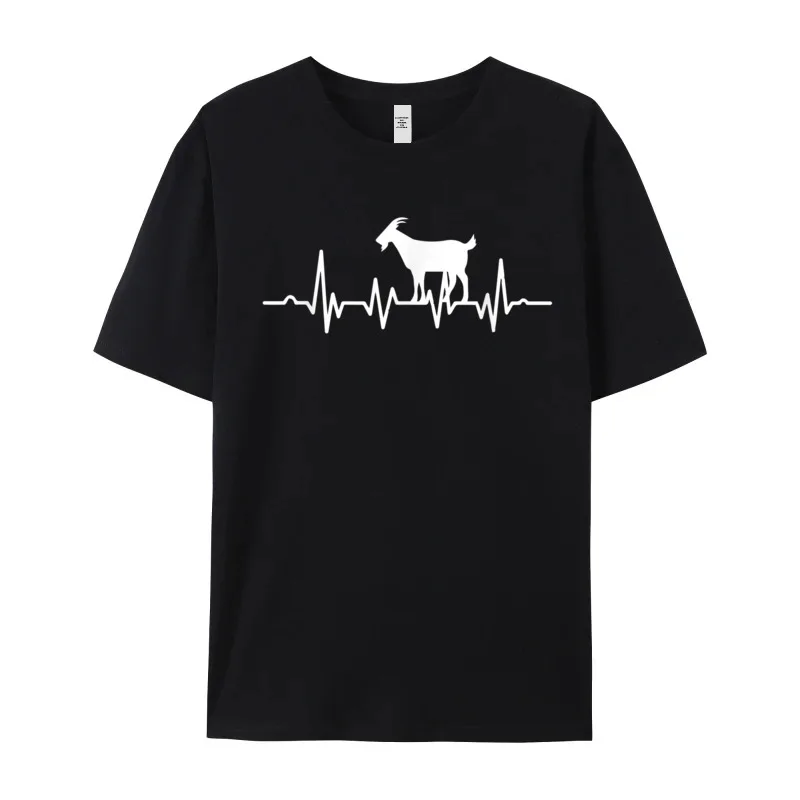 Funky Man T-shirts Goat Heartbeat Funny Goat Lover Casual Tees 100% Cotton Short Sleeve Normal Tops Tees O-Neck