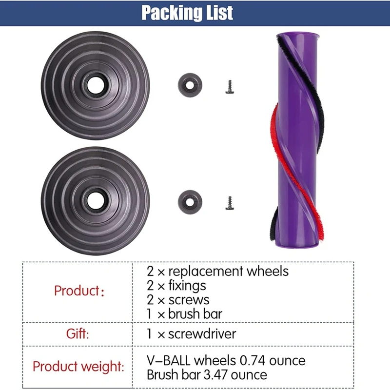 Ball Wheel & Roller Brush Kit For Dyson V8 V10 Vacuum Cleaner, Replacement For Dyson No.967485-01 Vacuum