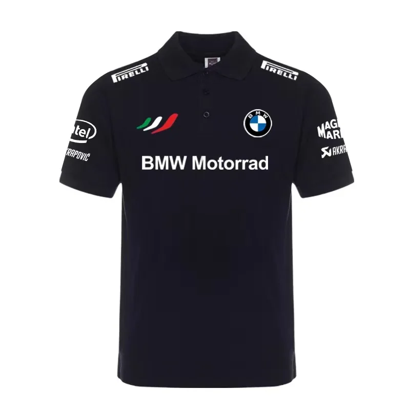 

2025 Summer New BMW Men's Short Sleeve T-shirt Car Standard Body Shirt Casual Lapel Polo Shirt Loose Casual Men