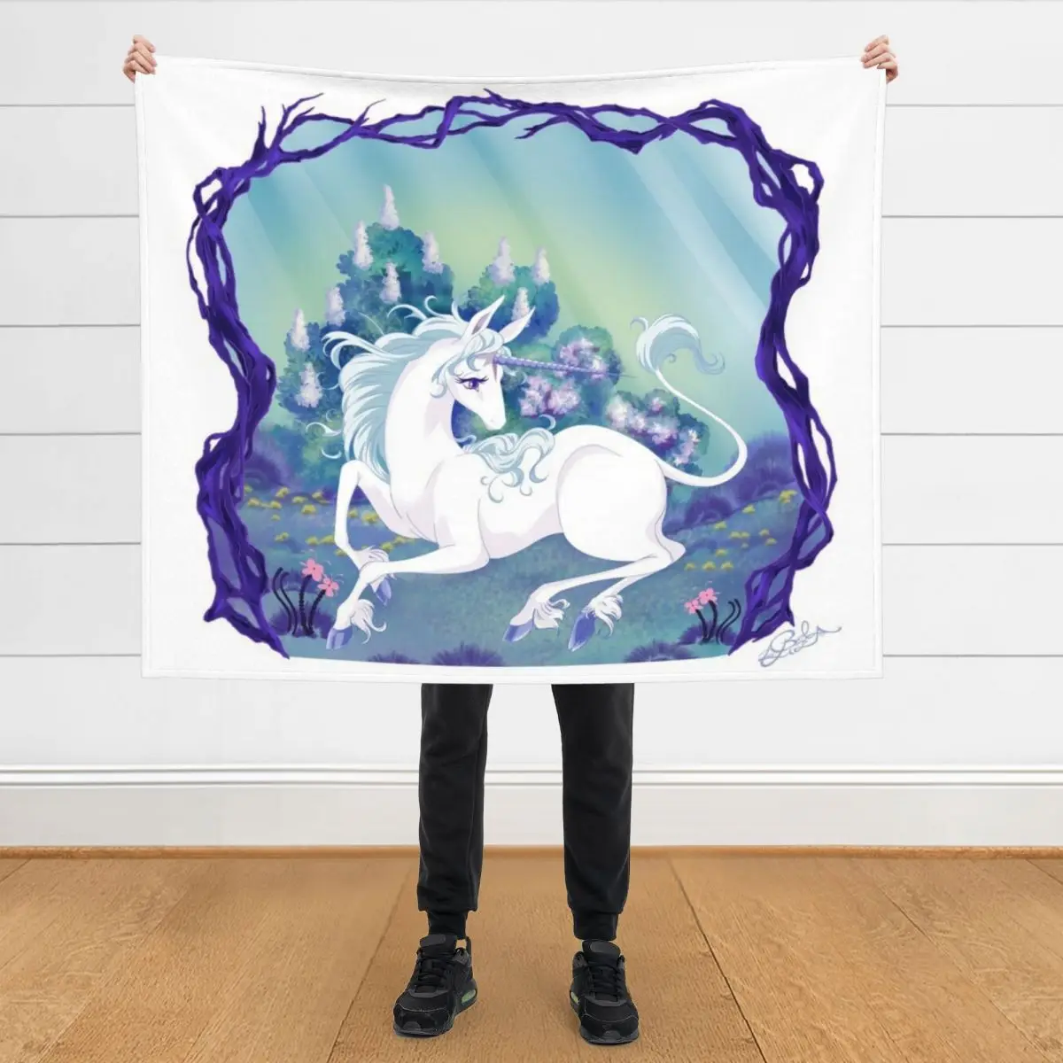 

Unicorn lying in framed wood Throw Blanket Winter beds Blankets For Baby Nap valentine gift ideas Blankets