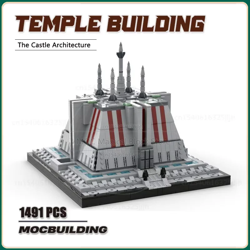 Movie Scene Temple Building Coruscant MOC Building Blocks Technology Bricks Creative Display Model Collection Toys Gifts