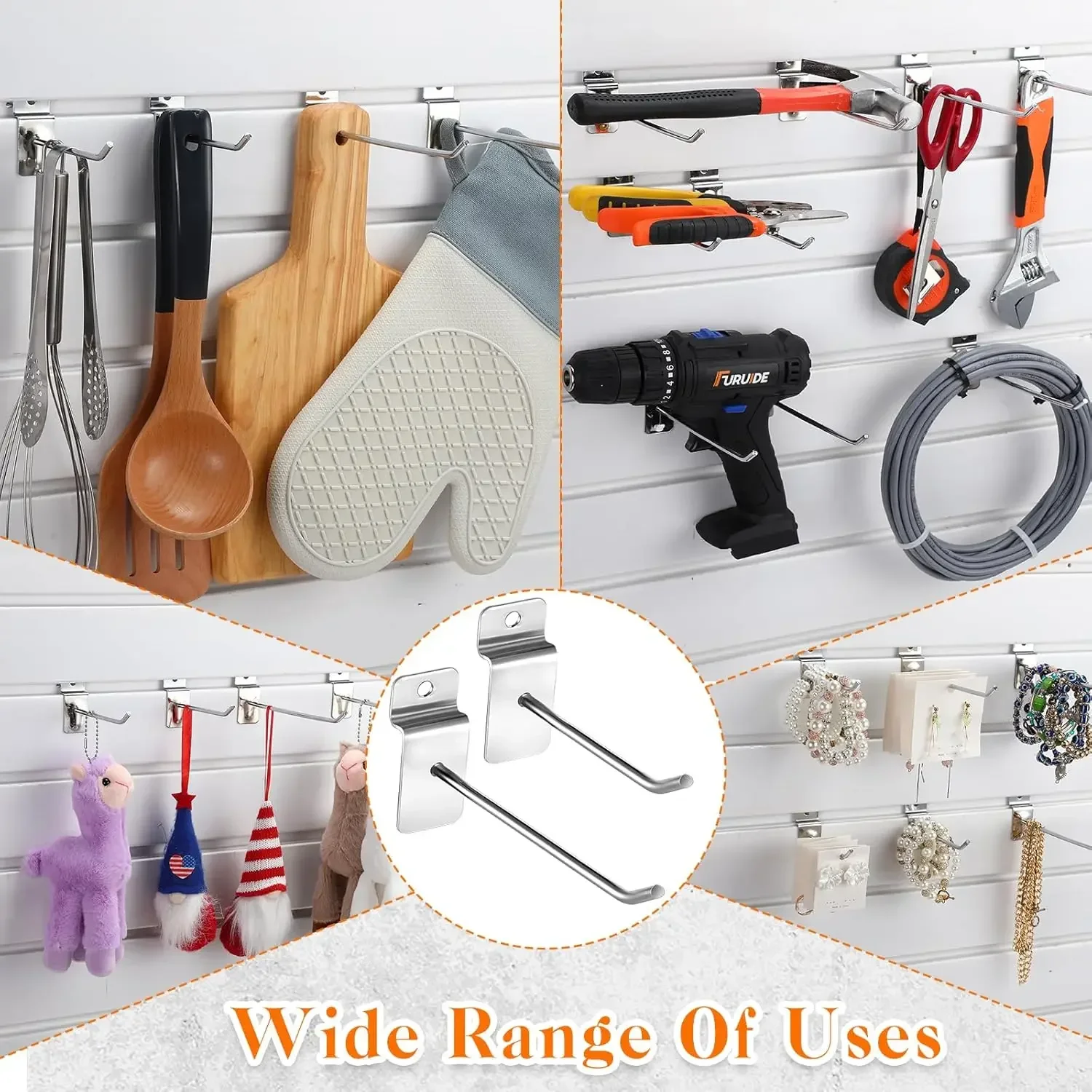 100PC Supermarket Shelf Slot Plate Hook Jewelry Display Shelf Accessories Single Line Hooks Slot Plate Hooks Metal Display Hooks
