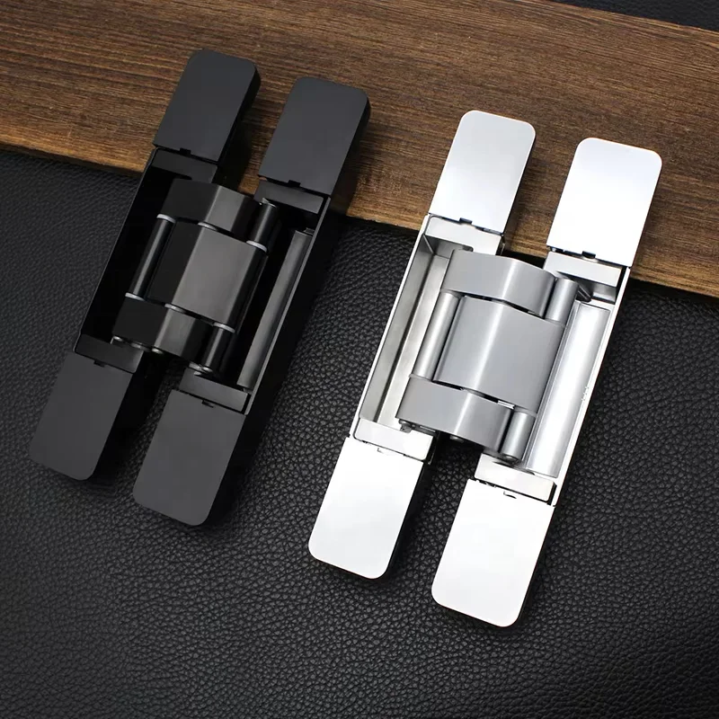 頑丈な木製ゲート隠しヒンジ ブラックシルバー 3D調整可能 隠蔽型180度室内ドアヒンジ