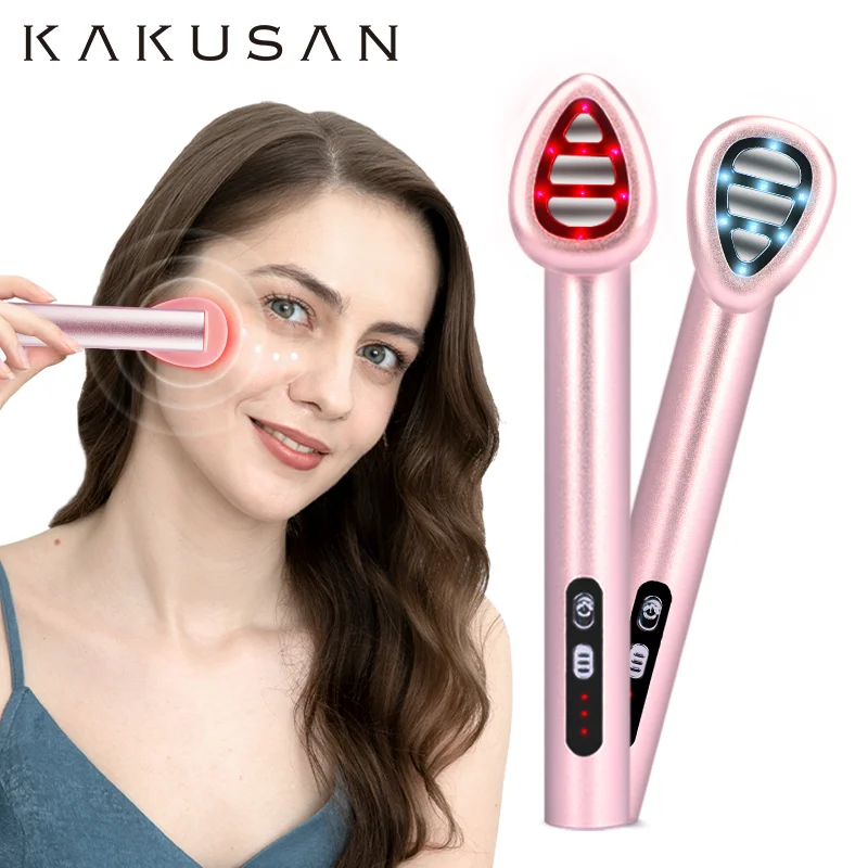 KAKUSAN appareil de beauté lifting du visage 4 en 1 luminothérapie microcourant masseur de visage EMS compresse chaude soins de la peau LED baguette faciale