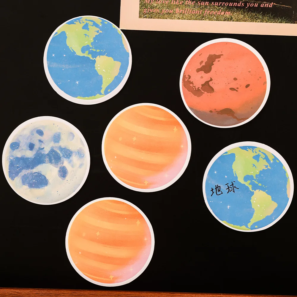 4Pcs/Lot Creative Earth Moon Mars Venus Memo Pad Cute Cartoon Round Planet Sticky Note Tearable Sticker Kids School Stationery