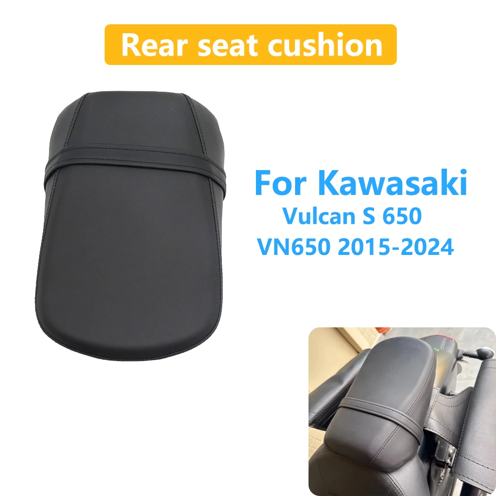 

For Kawasaki Vulcan S 650 VN650 2015-2024 2023 2022 2021 2020 2019 Black Motorcycle Rear Passenger Seat Cushion PU Leather Pad