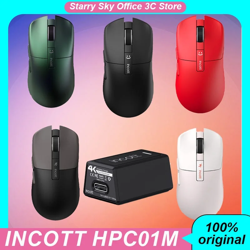 Incott HPC01M Wireless Mouse Bluetooth 3mode paw3395 Sensor Lightweight Ergonomics Customized Gaming Mouse laptop Accessories