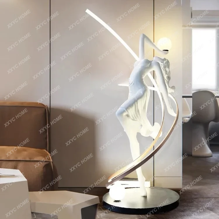 ZK Sculptured Ornaments Dance Girl Floor Lamp Living Room Staircase Model Room Art Decorations