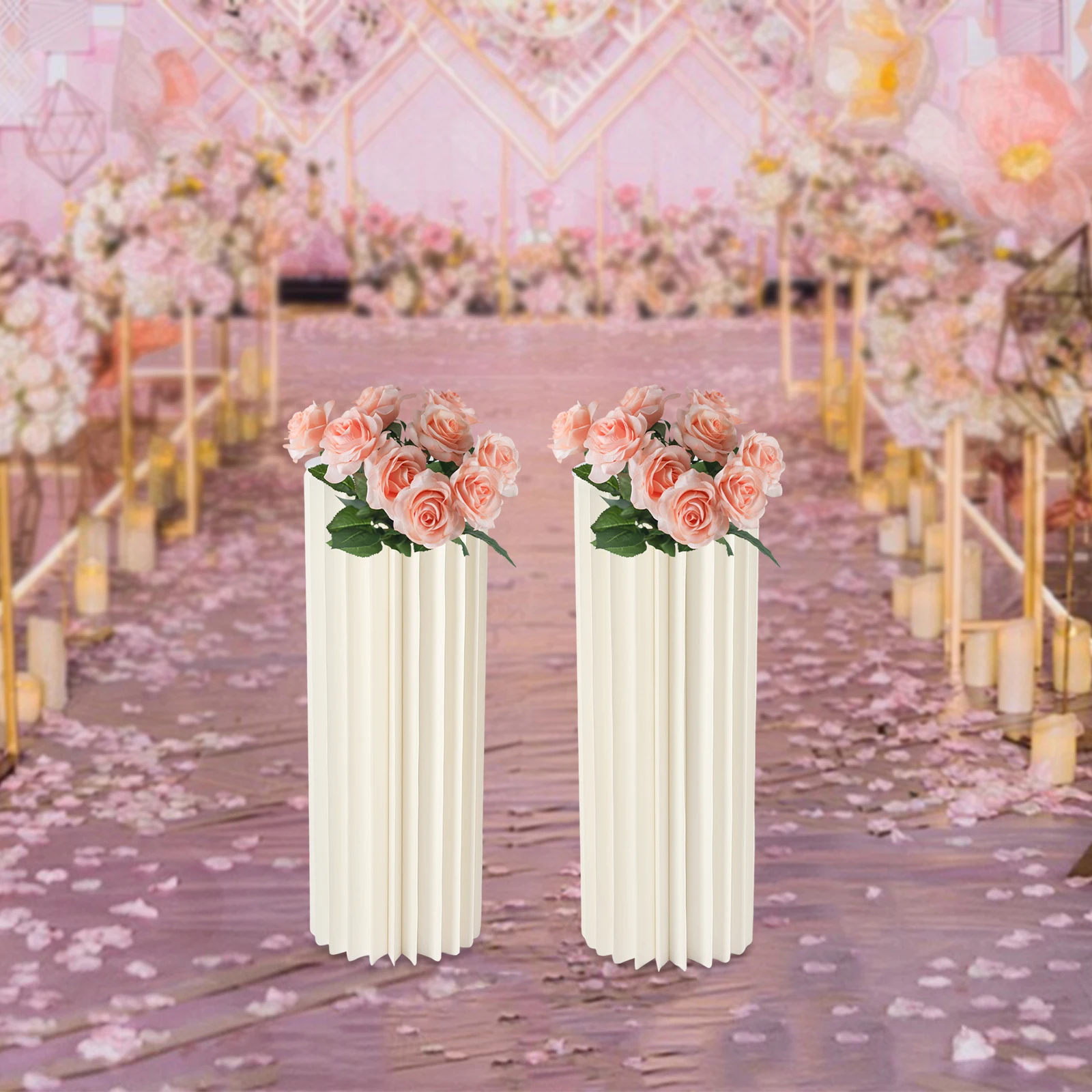 Wedding Centerpieces Cardboard Vases - 2 Pcs 31.5in Tall Flower Vase Flowers Stand for Party Tables Decorations - Elegant Bulk