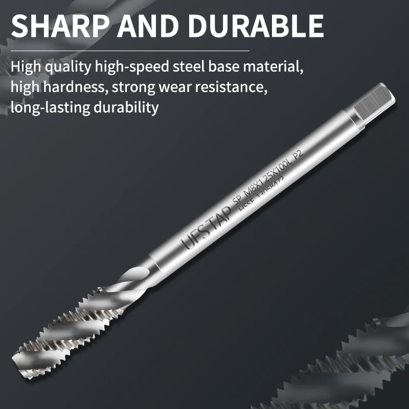 

UFS TAP CNC HSSE Tap Spiral Fluteless Machine Thread Long Shank 80 100 120 150 MM Spiral Fluted Metal Tool 1PCS
