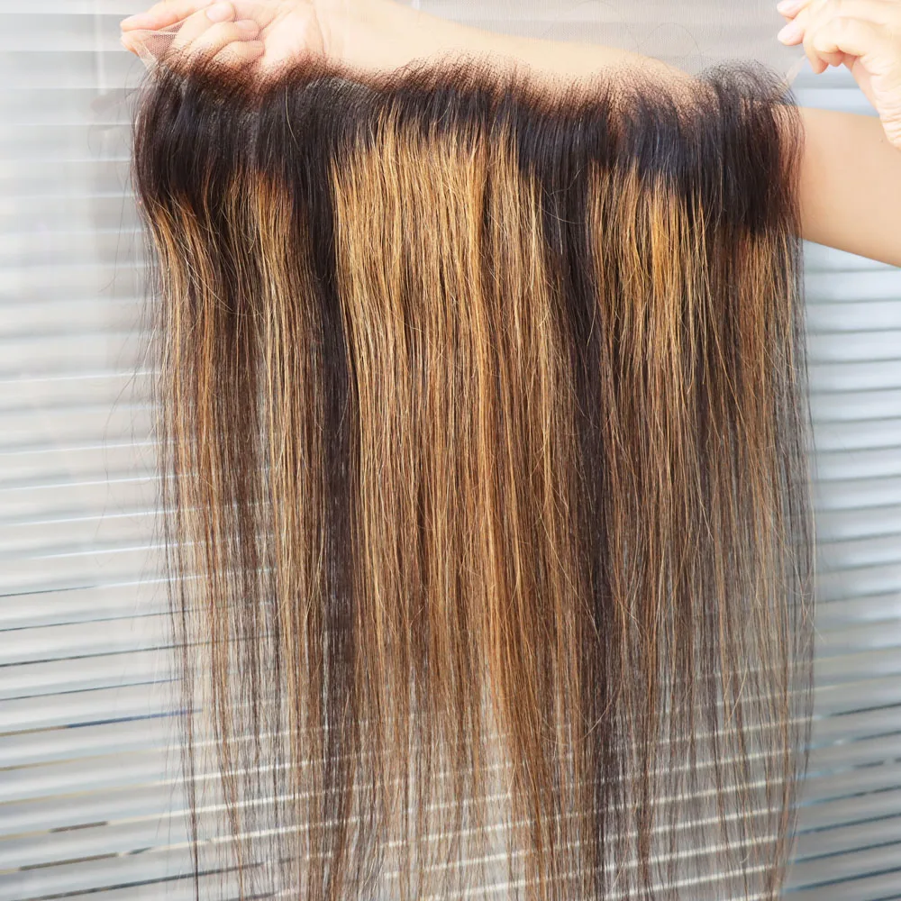 انخفاض الشحن تسليط الضوء على البيانو 1B 27 شقراء 4x4 5x5 13x4 13x6 شفافة قوية الدانتيل إغلاق أمامي الهندي عذراء الشعر مستقيم