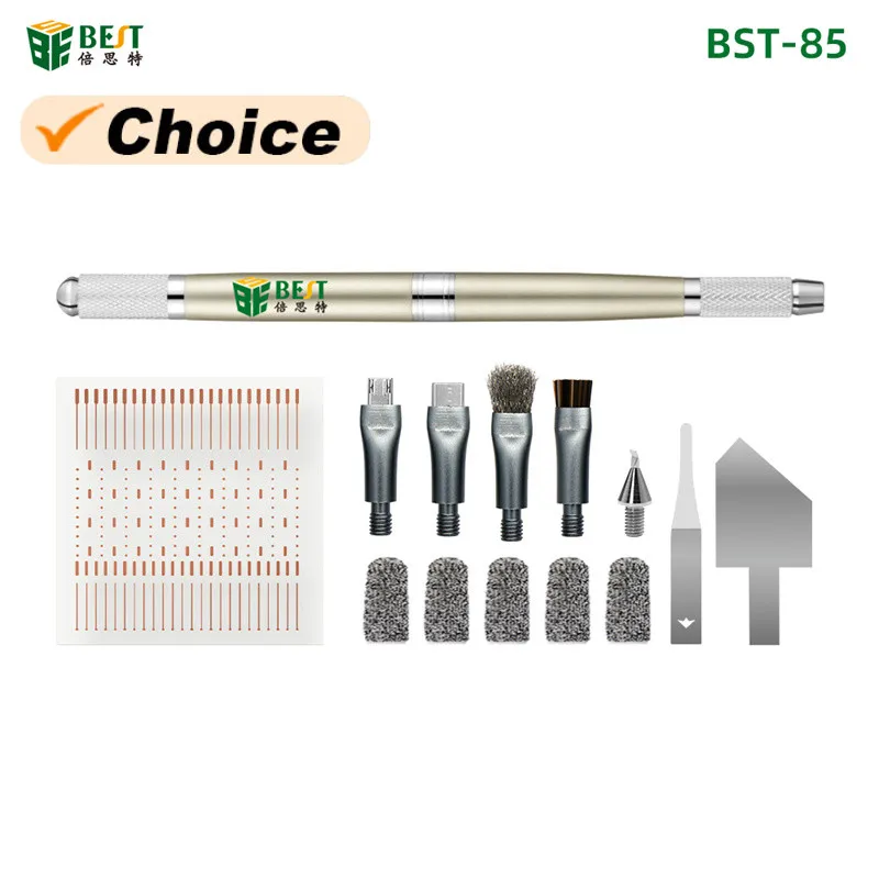 

BST-85 Multi-Functional Combinable Manual Pen Carving Knife Set With Motherboard Brush PCB Motherboard Solder Point Cleaning