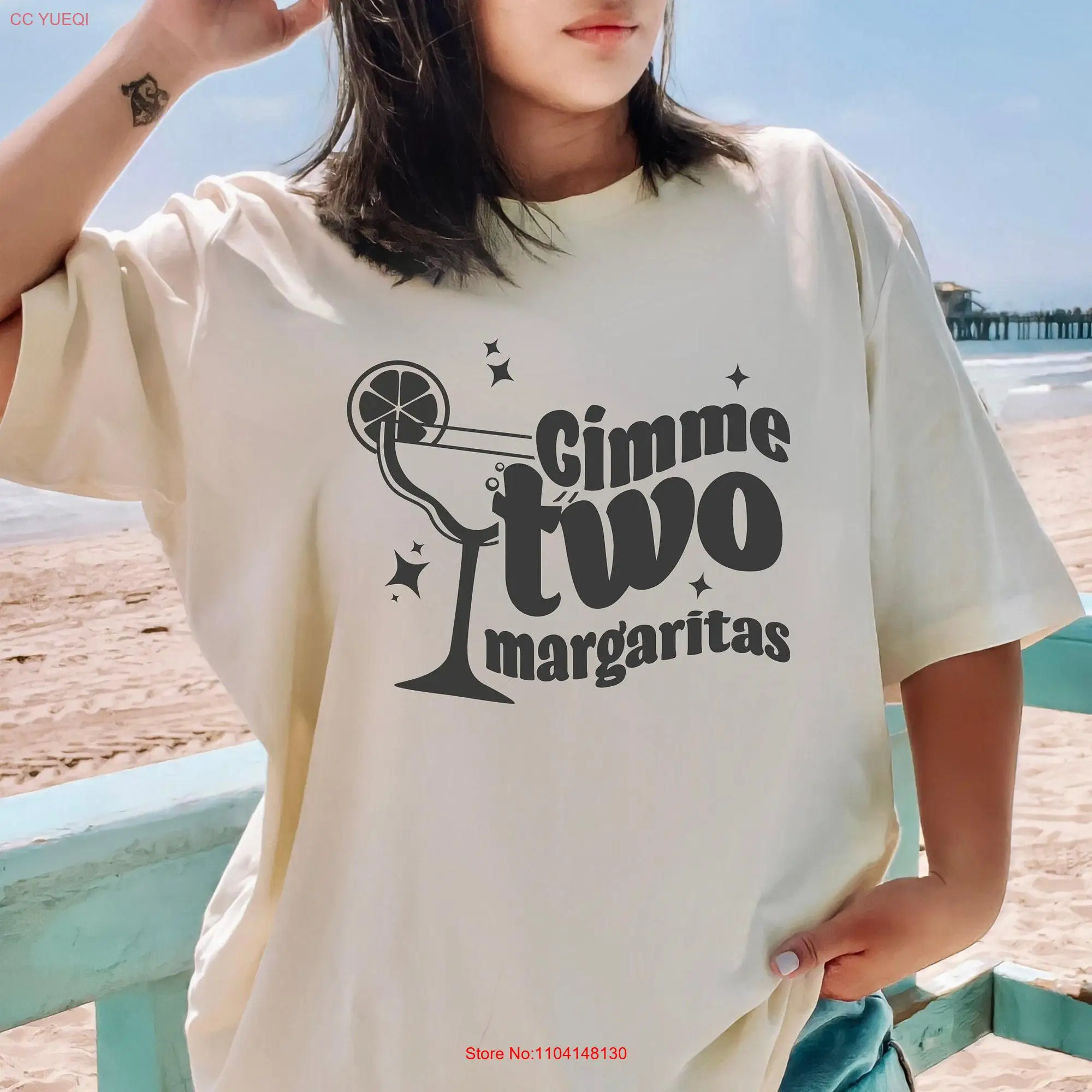 Gimme Two Margaritas Bachelorette Party T Shirt Tequila Favors Beach long or short sleeves