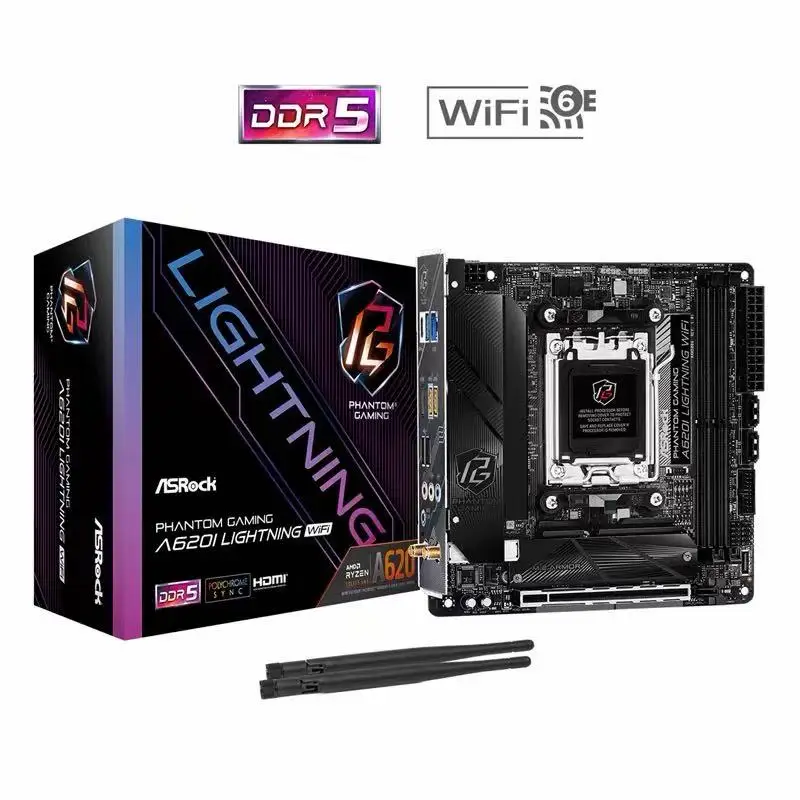 NEW ASROCK A620I Lightning WiFi Mini-ITX Motherboard AMD A620 DDR5 128GB M.2 support 9600X 8600G 7500F 8300GE 7400 cpu