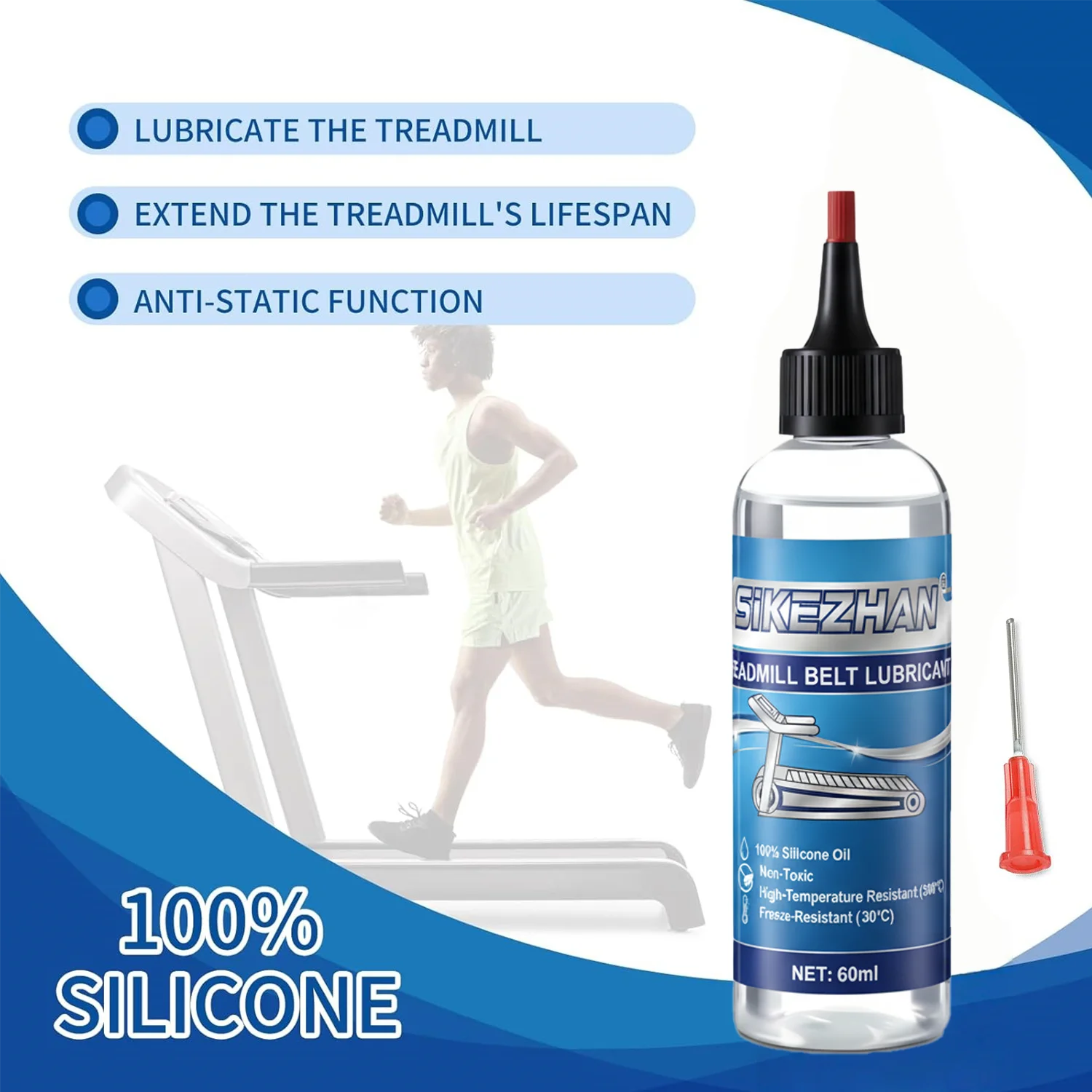 Lubricante para cinta de correr, lubricantes/lubes para cinta de correr de silicona 100% de 2 onzas, adecuado para todo tipo de cintas de correr
