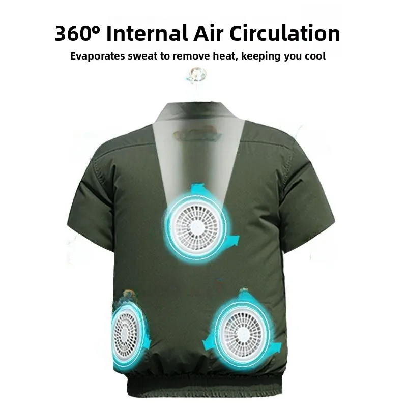 

2025 New Summer Men's ort Sve Work orm with Fan Air Conditioning Clothing for Construction Site Labor Protection