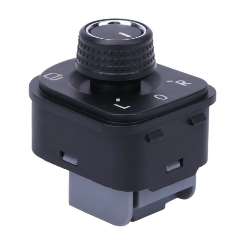 Black ABS Side Mirror Adjustment Control, Part 5ND959565F with Turning Knob, Left and Right Selector Symbols, and a Heating