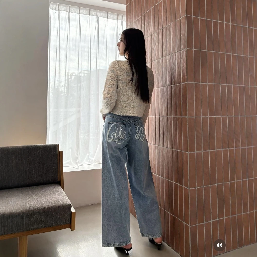 

Torowee Faionable Straight Leg Casual Jeans High Waist Cotton Ladies High Waist Straight Leg Jeans Winter Collection