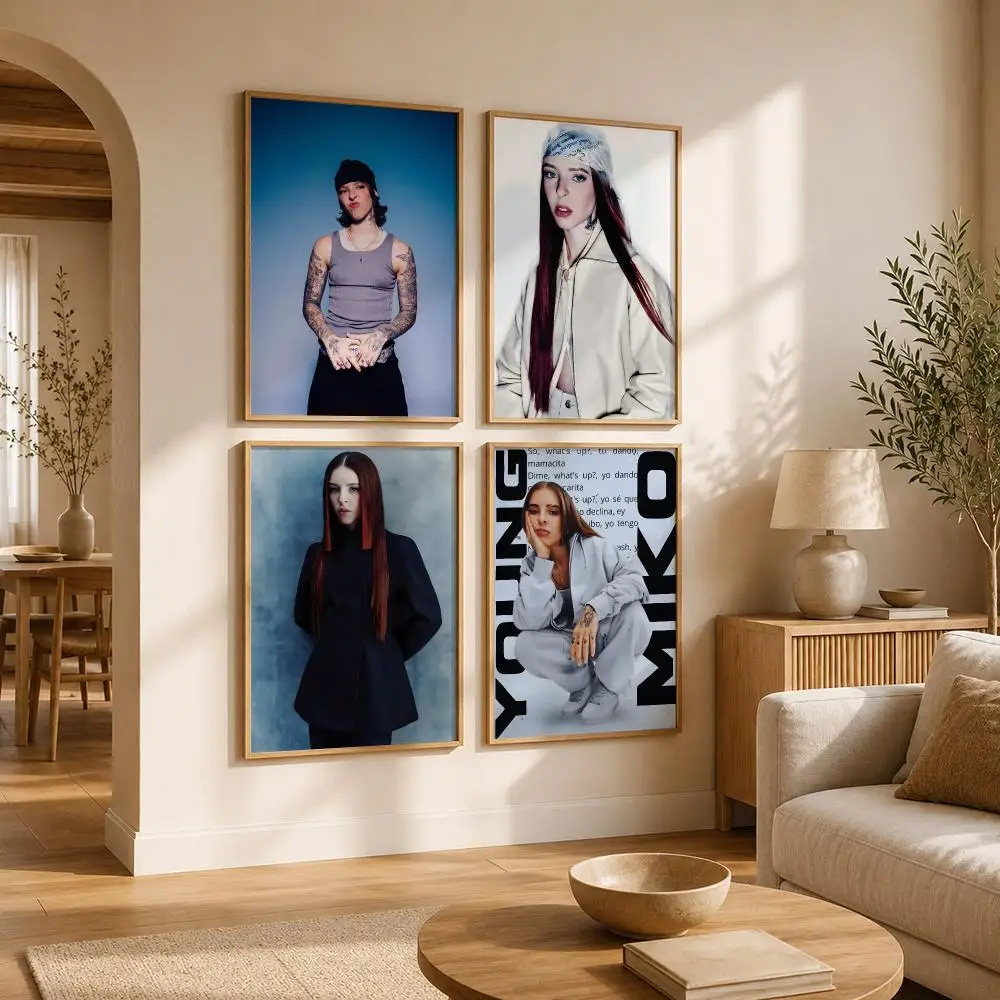 Rapper Young Miko Poster Self Adhesive Bar Wall Decal Waterproof Vinyl Sticker Modern Art Wall Poster Cafe Home Decor