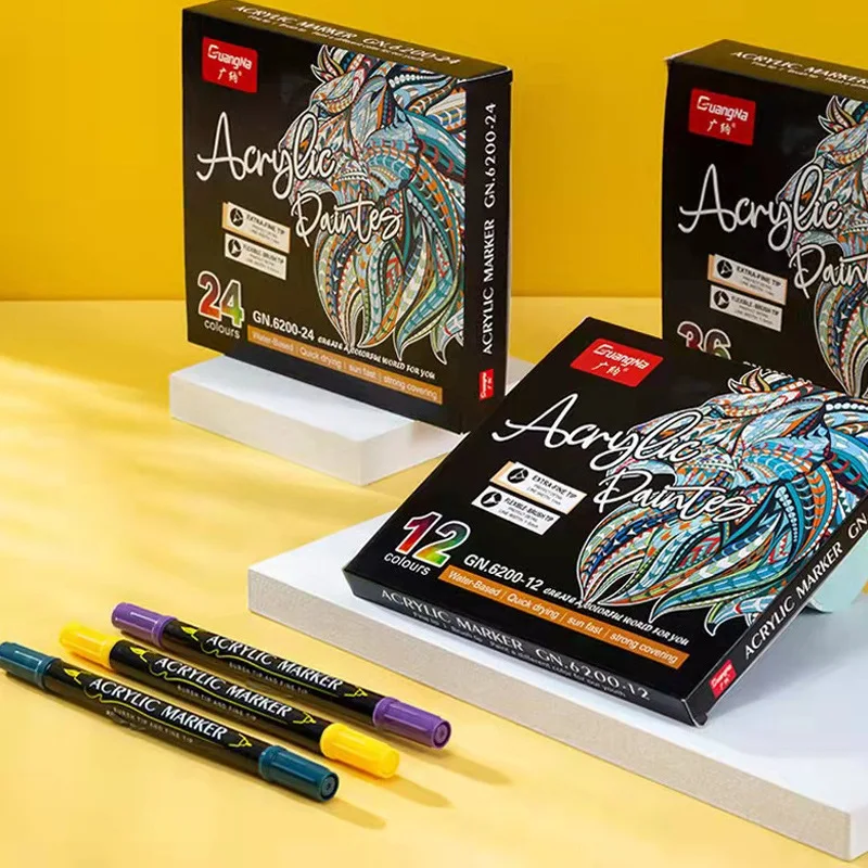 Dupla Ponta Cores Acrílico Tinta Marcador Conjunto à Prova Impermeável Água Colorido Tinta Desenho Pintura para Pedra de Vidro Metal Tecido Arte Suprimentos gn