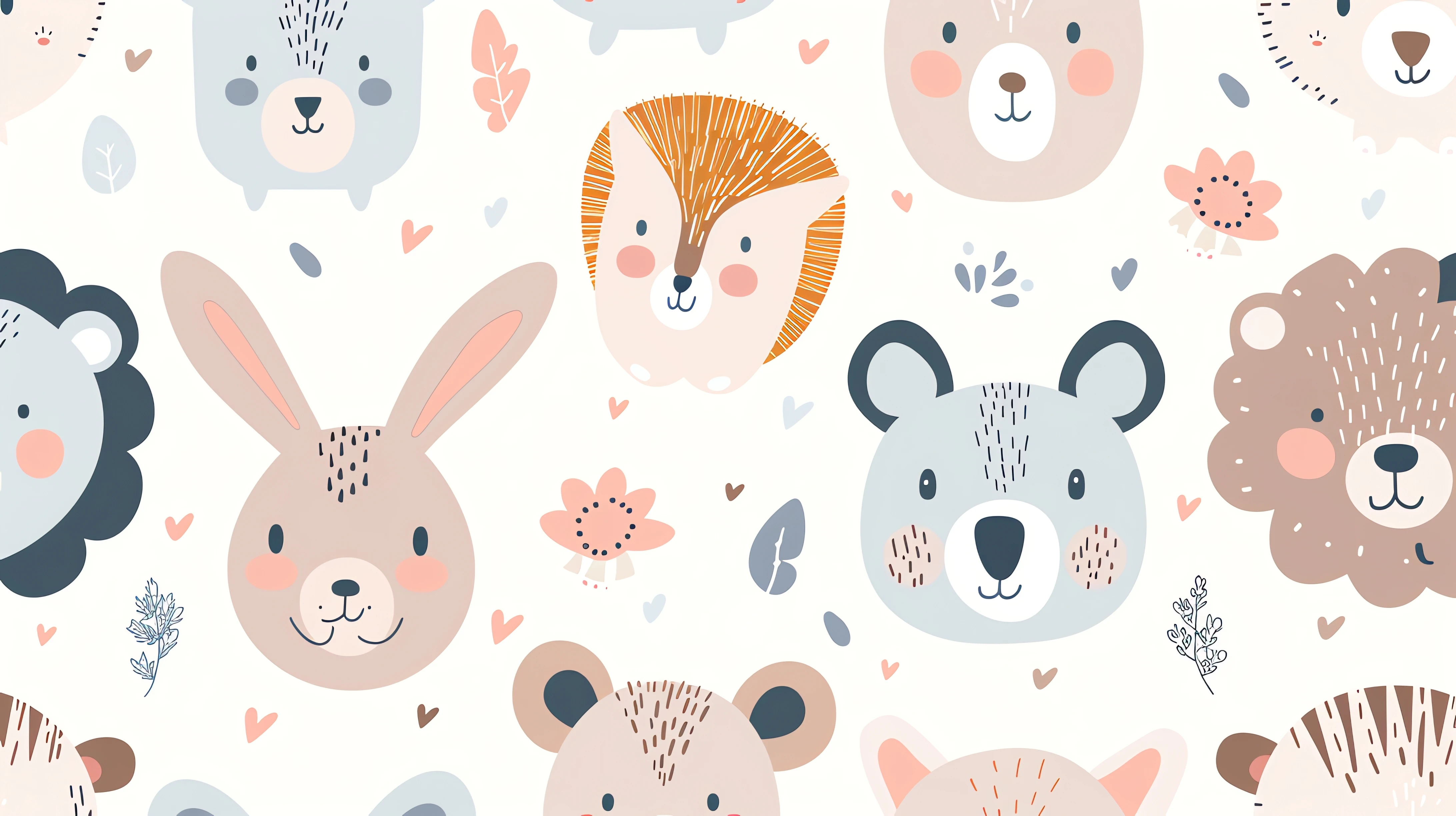 Customized Size Mural Cartoon Animal Avatar Wallpaper for Children's Room Kindergarten Fox Bear Wall Decoration Wallpaper 3D