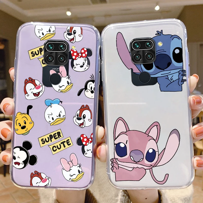 for Xiaomi Redmi Note 9 Note9 Phone Case Cute Funny Mickey Minnie Mouse Daisy Donald Duck Stitch Clear Soft Transparent Cover