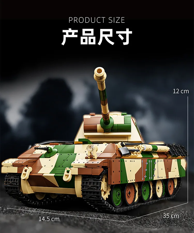 Panzer Medium G-Type Tank Bouwstenen 97002 1962PCS 1:28 Schaal DIY Bricks Model Collectible Gift for Teen Adult