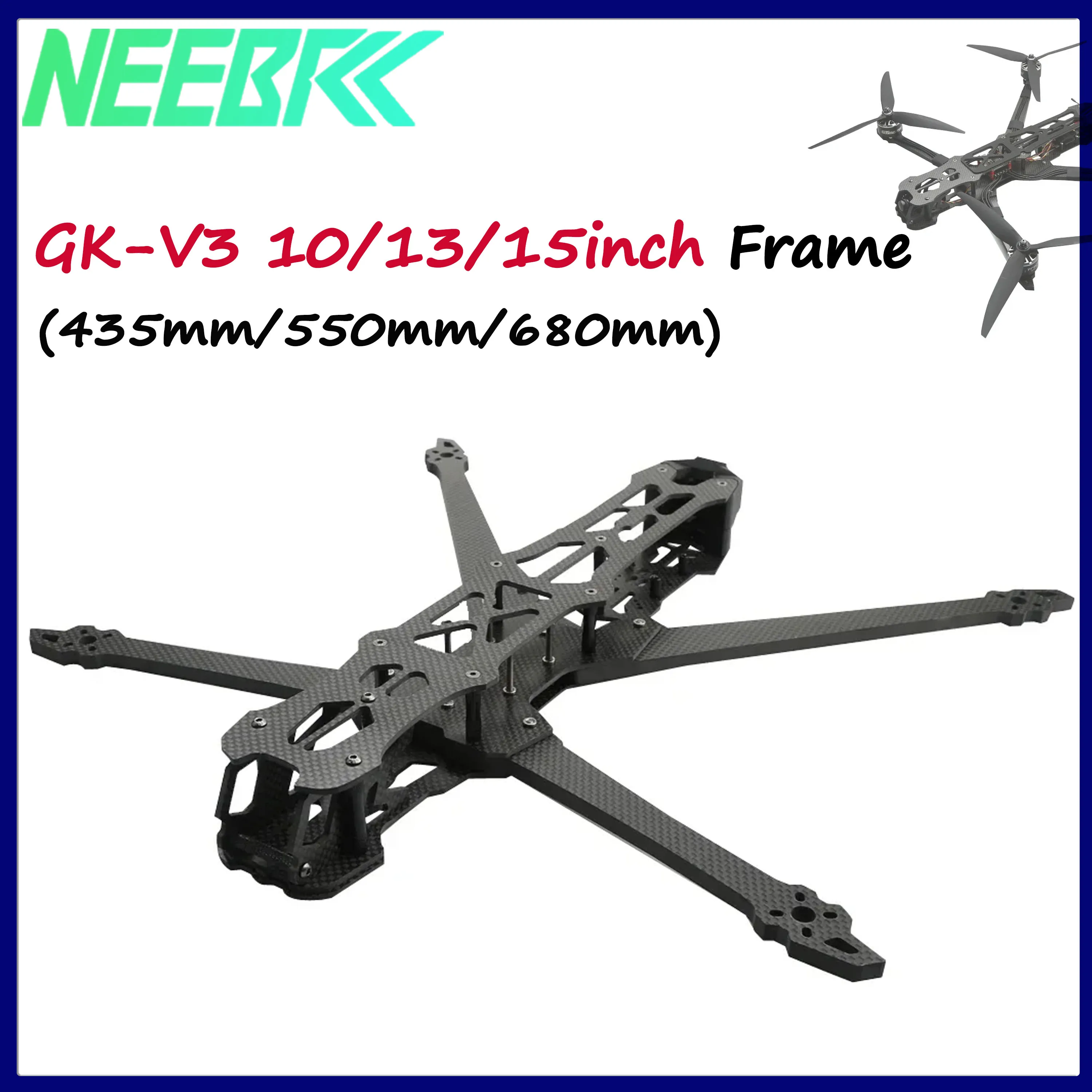 

GK-V3 10/13inch 15inch Frame Kit 435mm/550mm/680mm High Strength Carbon Fiber for Long Range FPV Drone RC Quadcopter Multicopter