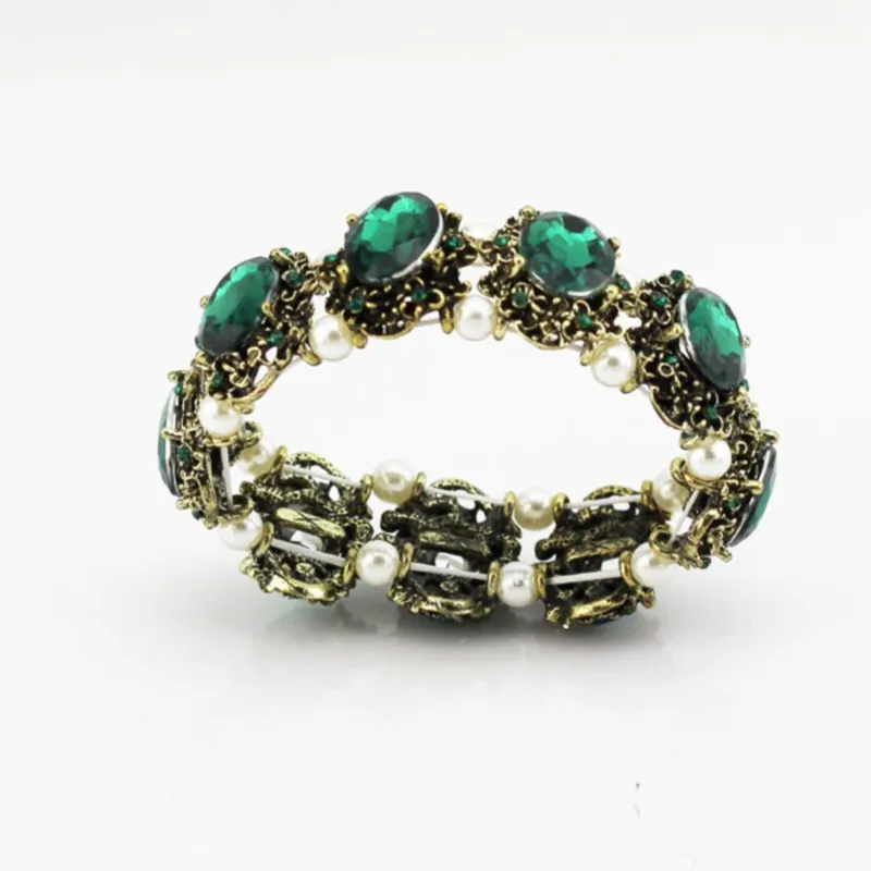 quality Golden green crystal stone bohemia R setro s style bracelets fashion jewelry women weddinglovers gift brand