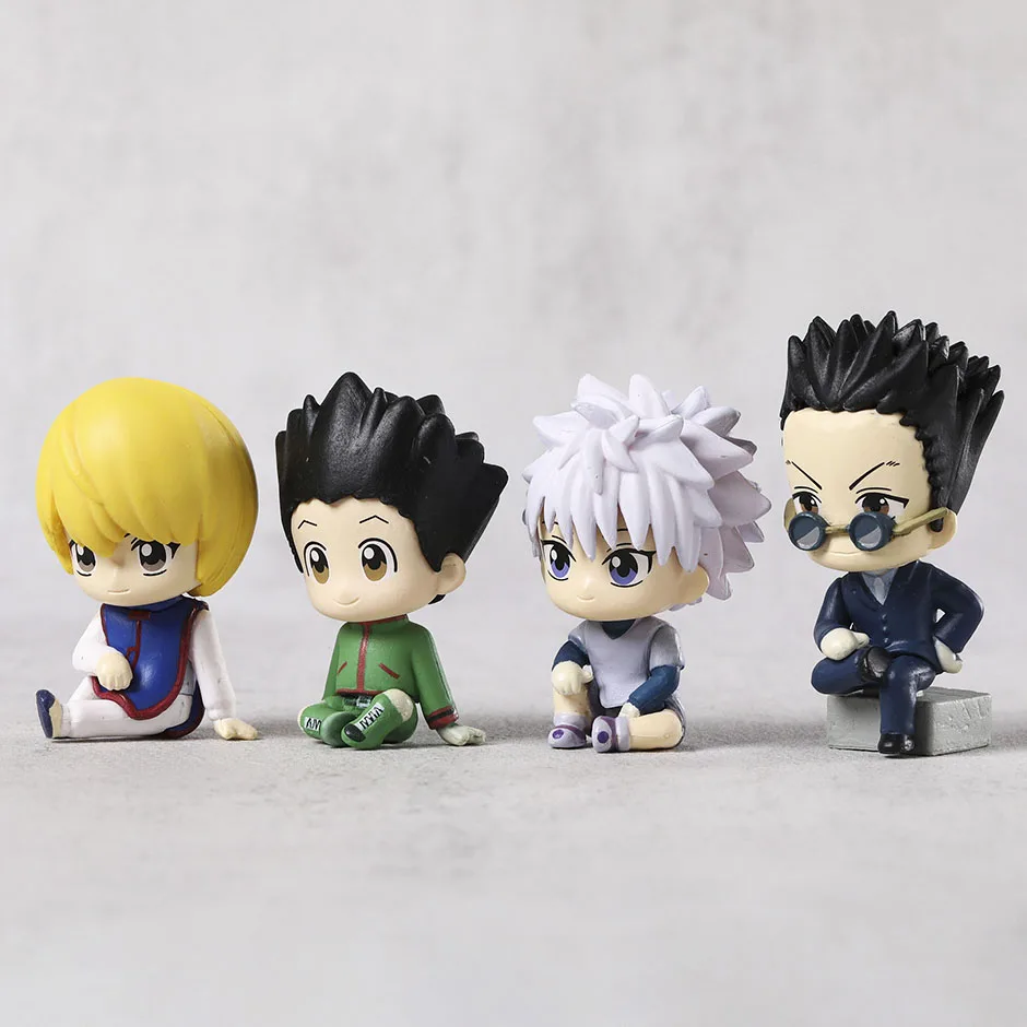 Set Leorio Gon Killua Kurapika Sitting Ver PVC Figurine Dolls Model Figure Toys Christmas Gift