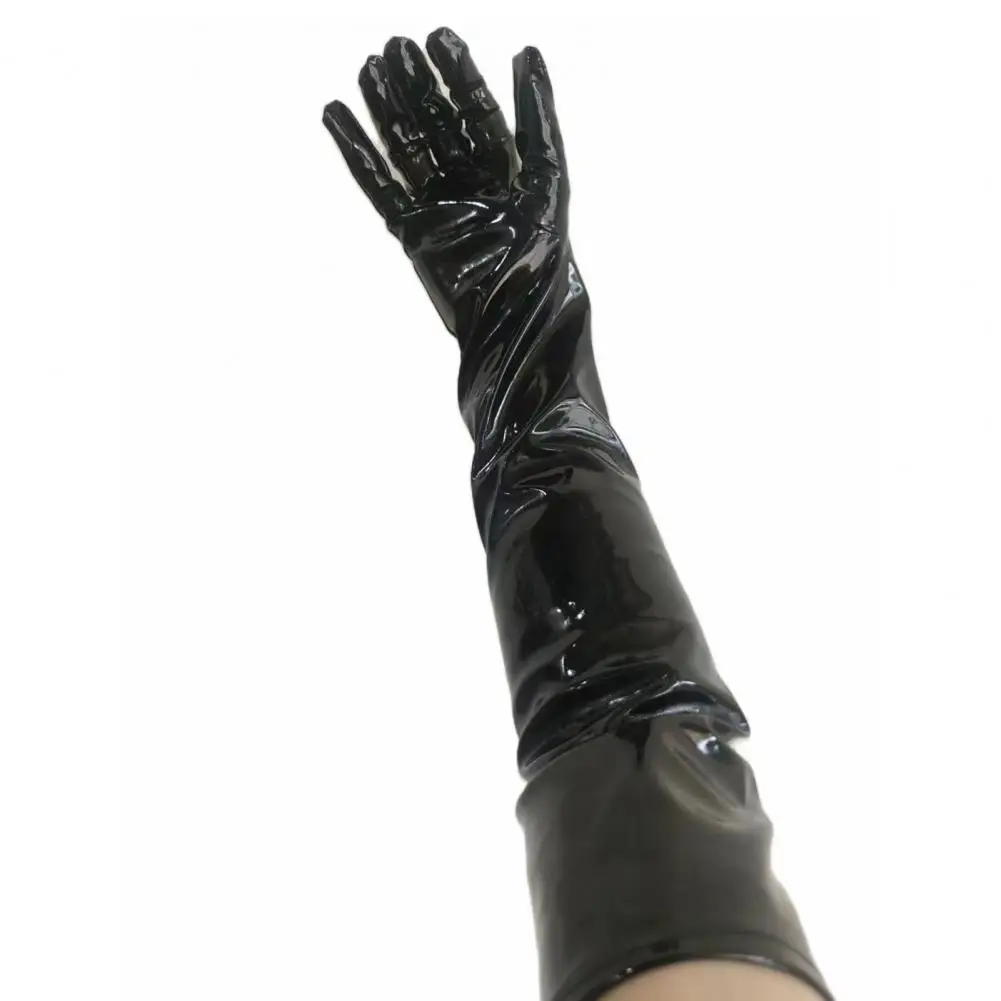 Solid Color Gloves Faux Leather Gloves Performance Pole Dancing Gloves Smooth Faux Leather Full Fingers Anti-slip for Women