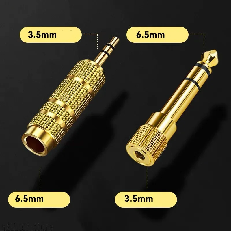 2 Pack 6.5 Male to 3.5 Female AUX Audio Connector Microphone Headset Amplifier 6.5mm to 3.5mm Adapter Converter