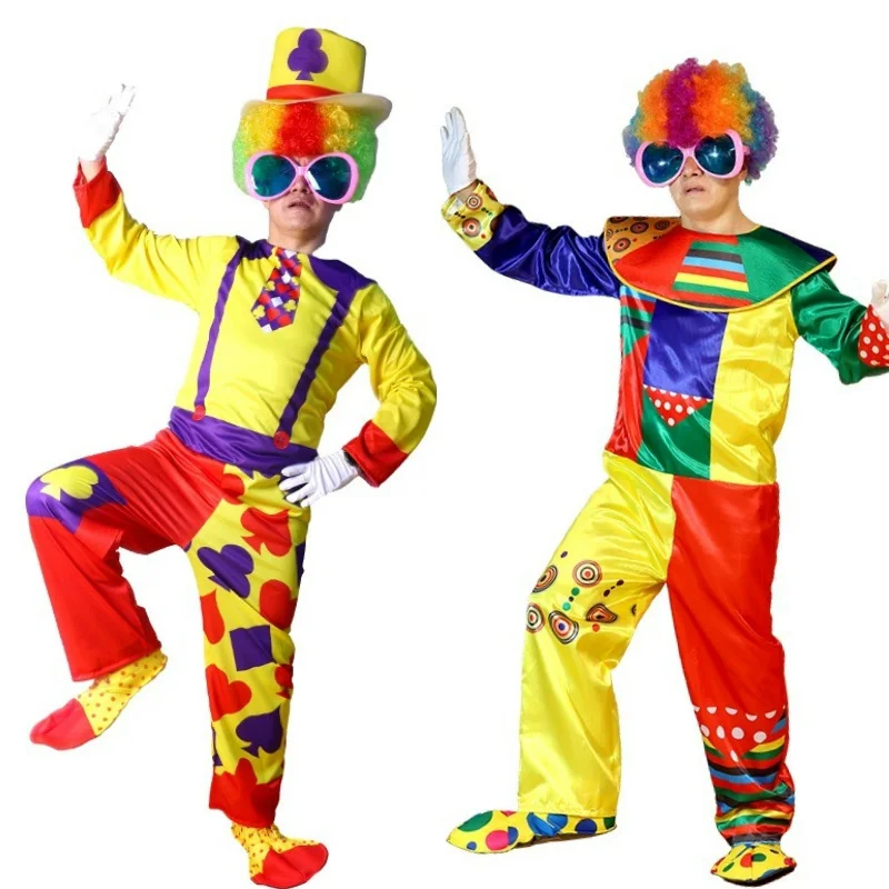 

Funny Circus Clown Cosplay Adult Costumes Fancy Dress Up TV Show Video Program Carnival Party New Year Stage Performance Suits